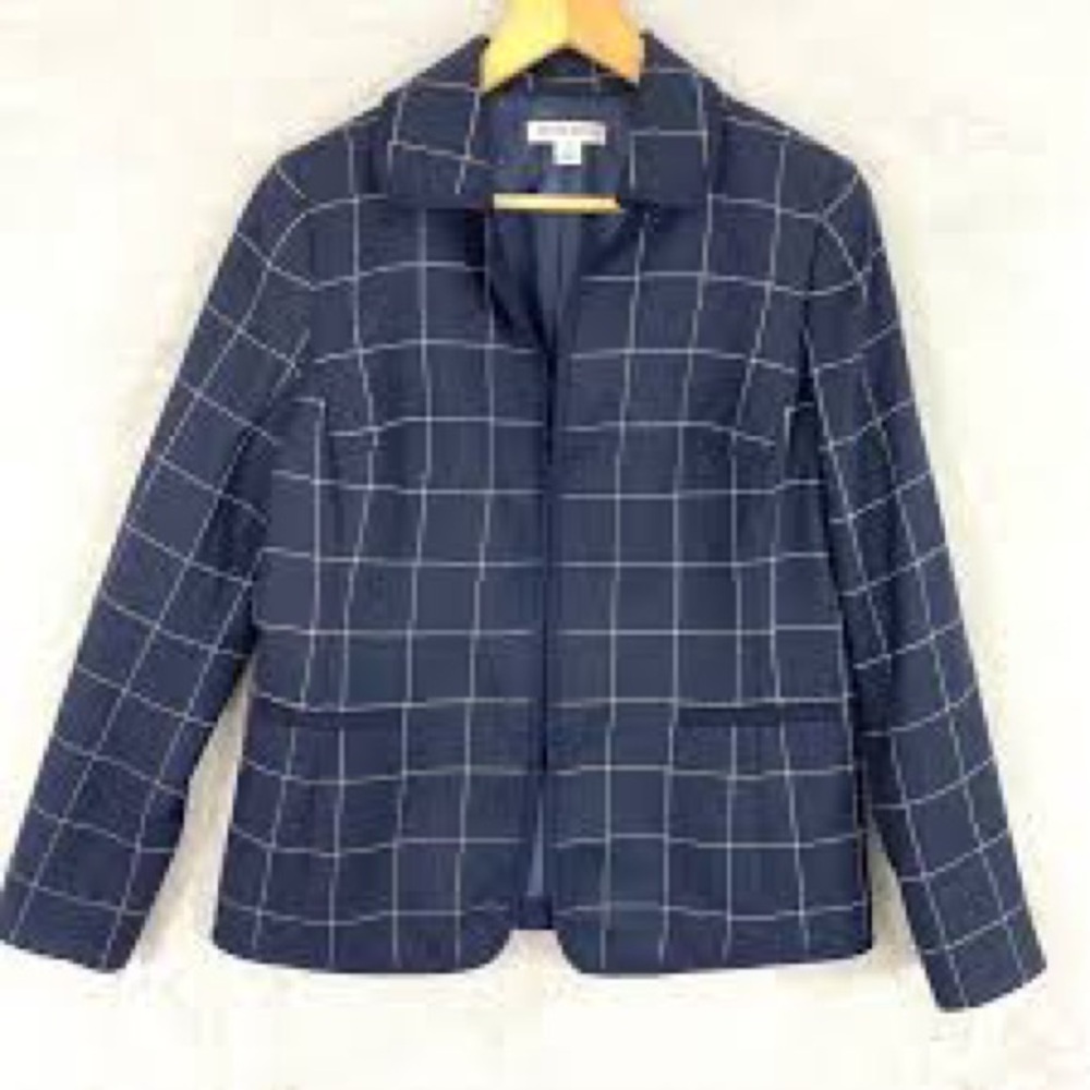 Pendleton Women’s 16 Petite Navy Windowpane Blazer - Picture 1 of 3
